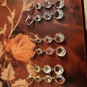 JTV Off Park Crystal Tri Color Set of 3 Drop Earrings